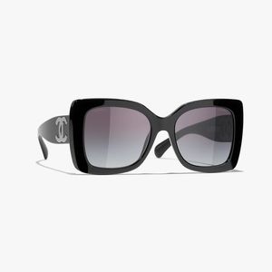 Chanel Square Sunglasses, Silver interlocking double C’s